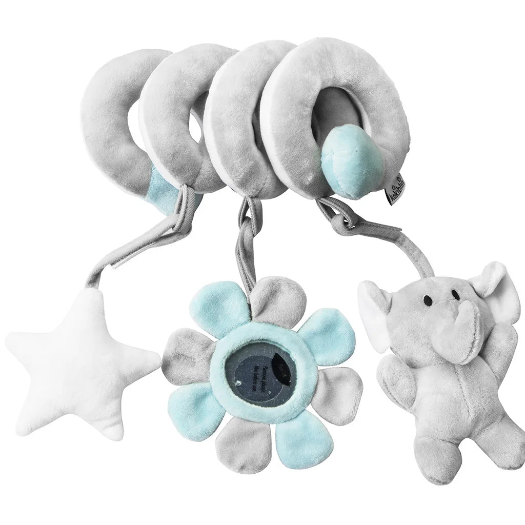 Plates Baby Spiral Activity Toy - Car Seat Stroller Crib Mobile with Mirror, BB Squeaker & Rattles for Infants, 0-36 Months