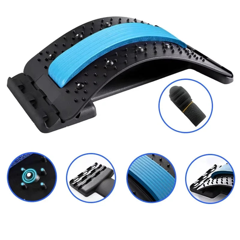 Multi-Level Back Stretcher and Lumbar Support Device - Spine Relaxation Massage Pad for Muscle Tension Relief, Unisex