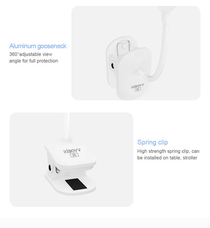 Wireless 2K WiFi Baby Monitor - Smart Crying Detection Camera with 360° Flexible Gooseneck Clip, Full-Color Night Vision & Two-Way Audio