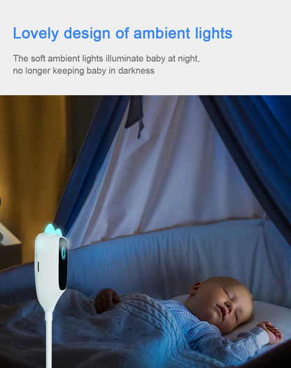 Wireless 2K WiFi Baby Monitor - Smart Crying Detection Camera with 360° Flexible Gooseneck Clip, Full-Color Night Vision & Two-Way Audio