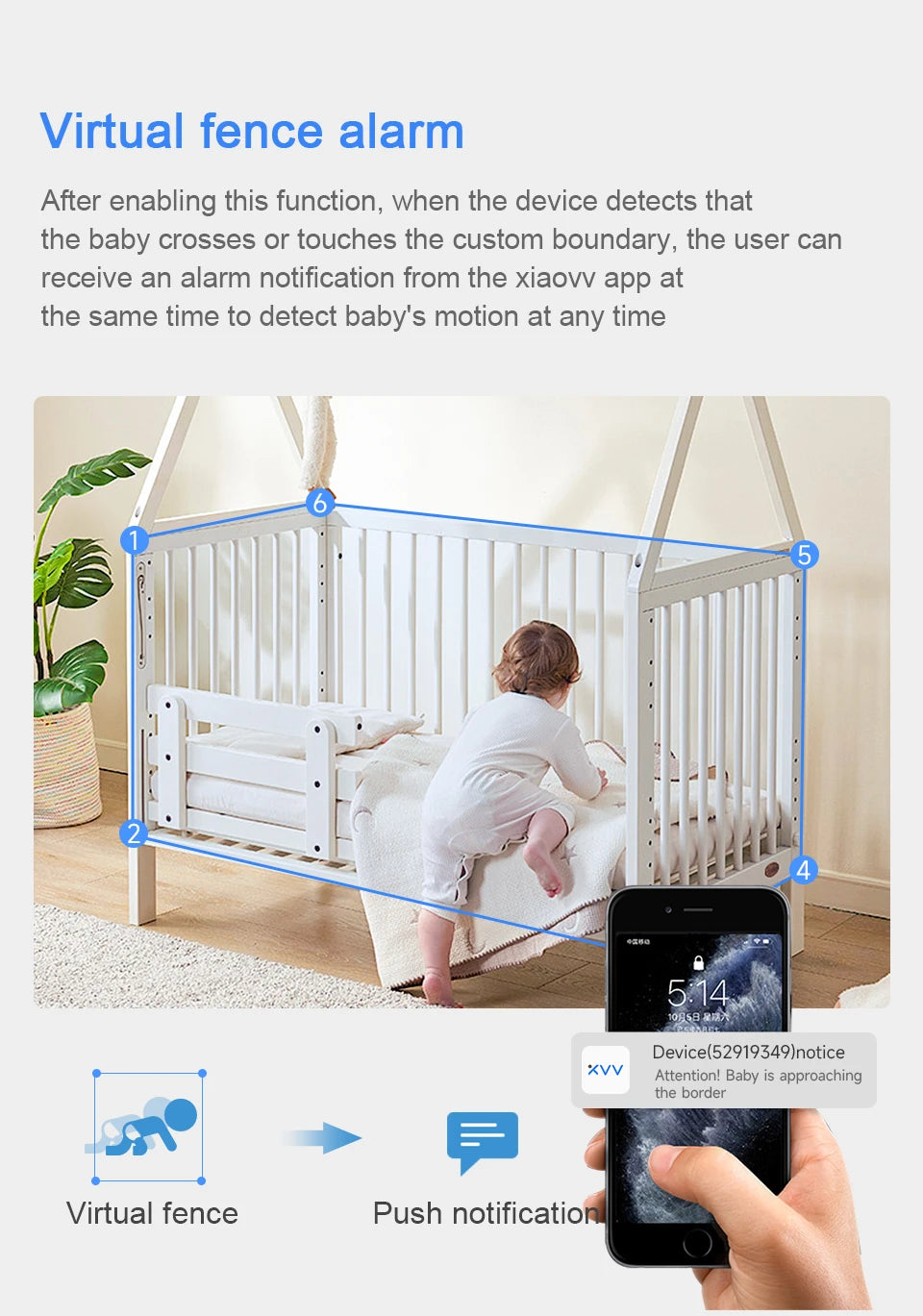 Wireless 2K WiFi Baby Monitor - Smart Crying Detection Camera with 360° Flexible Gooseneck Clip, Full-Color Night Vision & Two-Way Audio