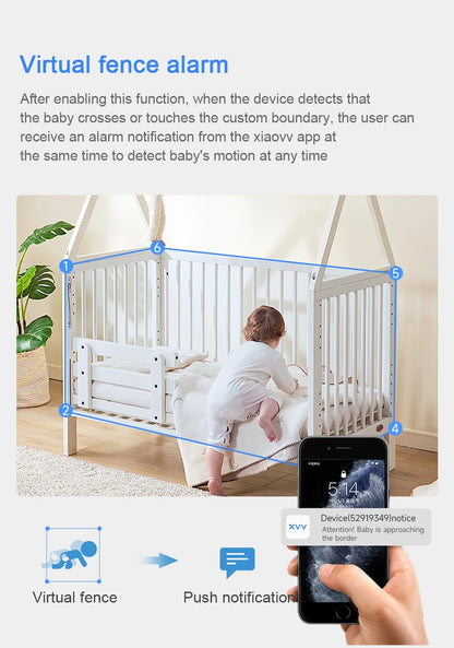 Wireless 2K WiFi Baby Monitor - Smart Crying Detection Camera with 360° Flexible Gooseneck Clip, Full-Color Night Vision & Two-Way Audio