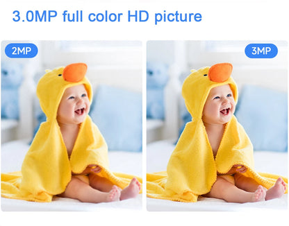 Wireless 2K WiFi Baby Monitor - Smart Crying Detection Camera with 360° Flexible Gooseneck Clip, Full-Color Night Vision & Two-Way Audio