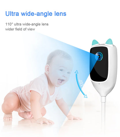 Wireless 2K WiFi Baby Monitor - Smart Crying Detection Camera with 360° Flexible Gooseneck Clip, Full-Color Night Vision & Two-Way Audio