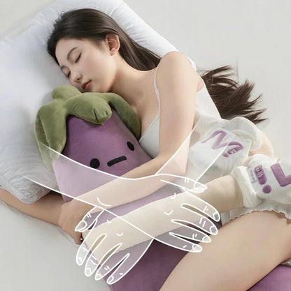 DSaveU8 Eggplant Hugging Pillow Large - Heated Bed Plush with 3 Adjustable Temperature Settings, Comforting Sleep Aid for Kids & Adults