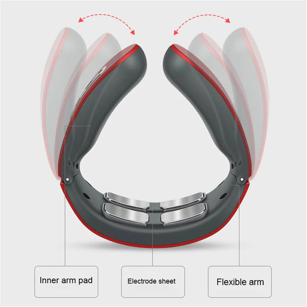 Wireless Electric Neck and Shoulder Pulse Massager - Intelligent TENS Cervical Relaxation Device with 6 Modes & 9 Intensities