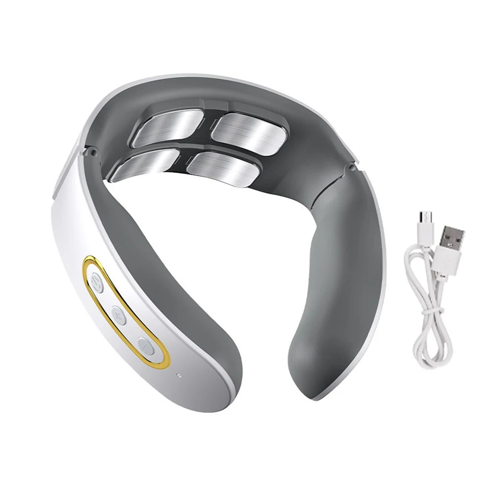 Wireless Electric Neck and Shoulder Pulse Massager - Intelligent TENS Cervical Relaxation Device with 6 Modes & 9 Intensities