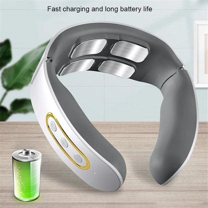 Wireless Electric Neck and Shoulder Pulse Massager - Intelligent TENS Cervical Relaxation Device with 6 Modes & 9 Intensities