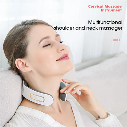 Wireless Electric Neck and Shoulder Pulse Massager - Intelligent TENS Cervical Relaxation Device with 6 Modes & 9 Intensities