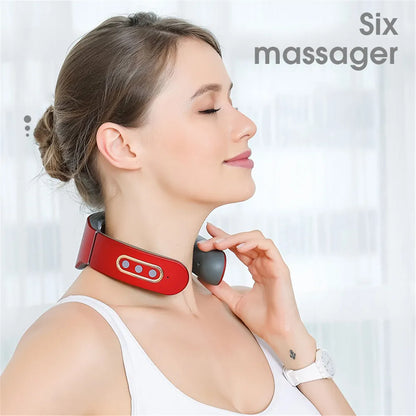 Wireless Electric Neck and Shoulder Pulse Massager - Intelligent TENS Cervical Relaxation Device with 6 Modes & 9 Intensities