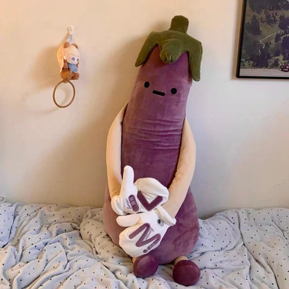 DSaveU8 Eggplant Hugging Pillow Large - Heated Bed Plush with 3 Adjustable Temperature Settings, Comforting Sleep Aid for Kids & Adults