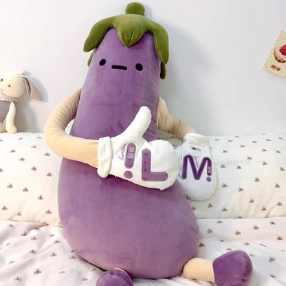 DSaveU8 Eggplant Hugging Pillow Large - Heated Bed Plush with 3 Adjustable Temperature Settings, Comforting Sleep Aid for Kids & Adults