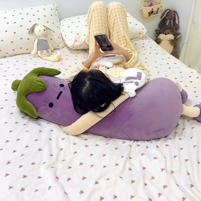 DSaveU8 Eggplant Hugging Pillow Large - Heated Bed Plush with 3 Adjustable Temperature Settings, Comforting Sleep Aid for Kids & Adults