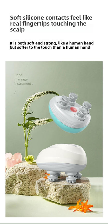 Rechargeable Electric Scalp Massager, Waterproof Handheld Head Massage Tool for Stress Relief & Relaxation, Soft Silicone