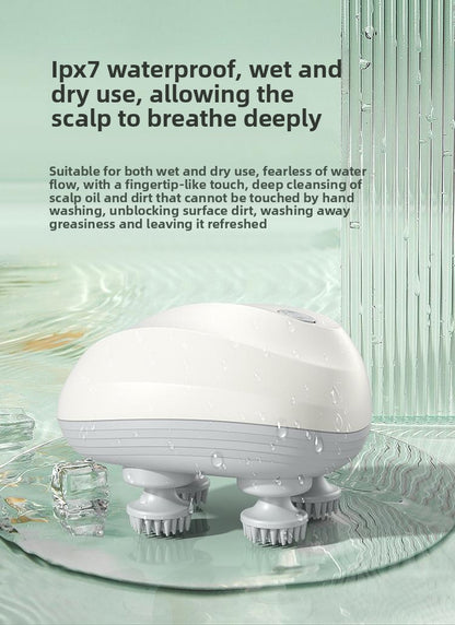 Rechargeable Electric Scalp Massager, Waterproof Handheld Head Massage Tool for Stress Relief & Relaxation, Soft Silicone