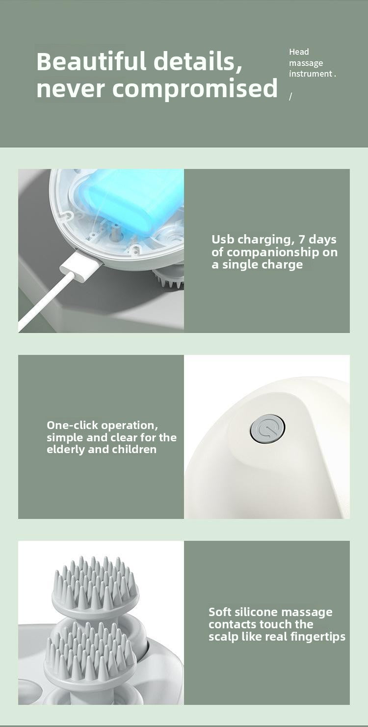 Rechargeable Electric Scalp Massager, Waterproof Handheld Head Massage Tool for Stress Relief & Relaxation, Soft Silicone