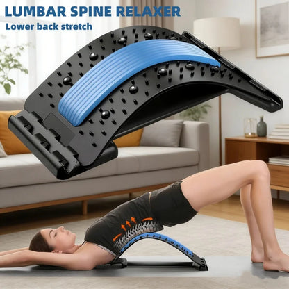 Multi-Level Back Stretcher and Lumbar Support Device - Spine Relaxation Massage Pad for Muscle Tension Relief, Unisex