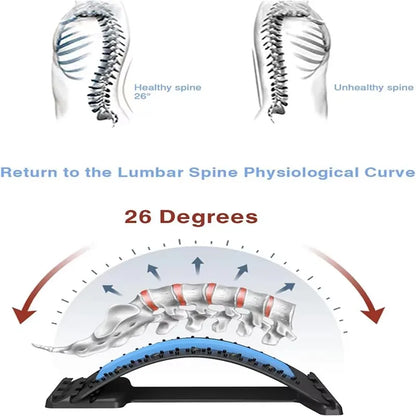 Multi-Level Back Stretcher and Lumbar Support Device - Spine Relaxation Massage Pad for Muscle Tension Relief, Unisex