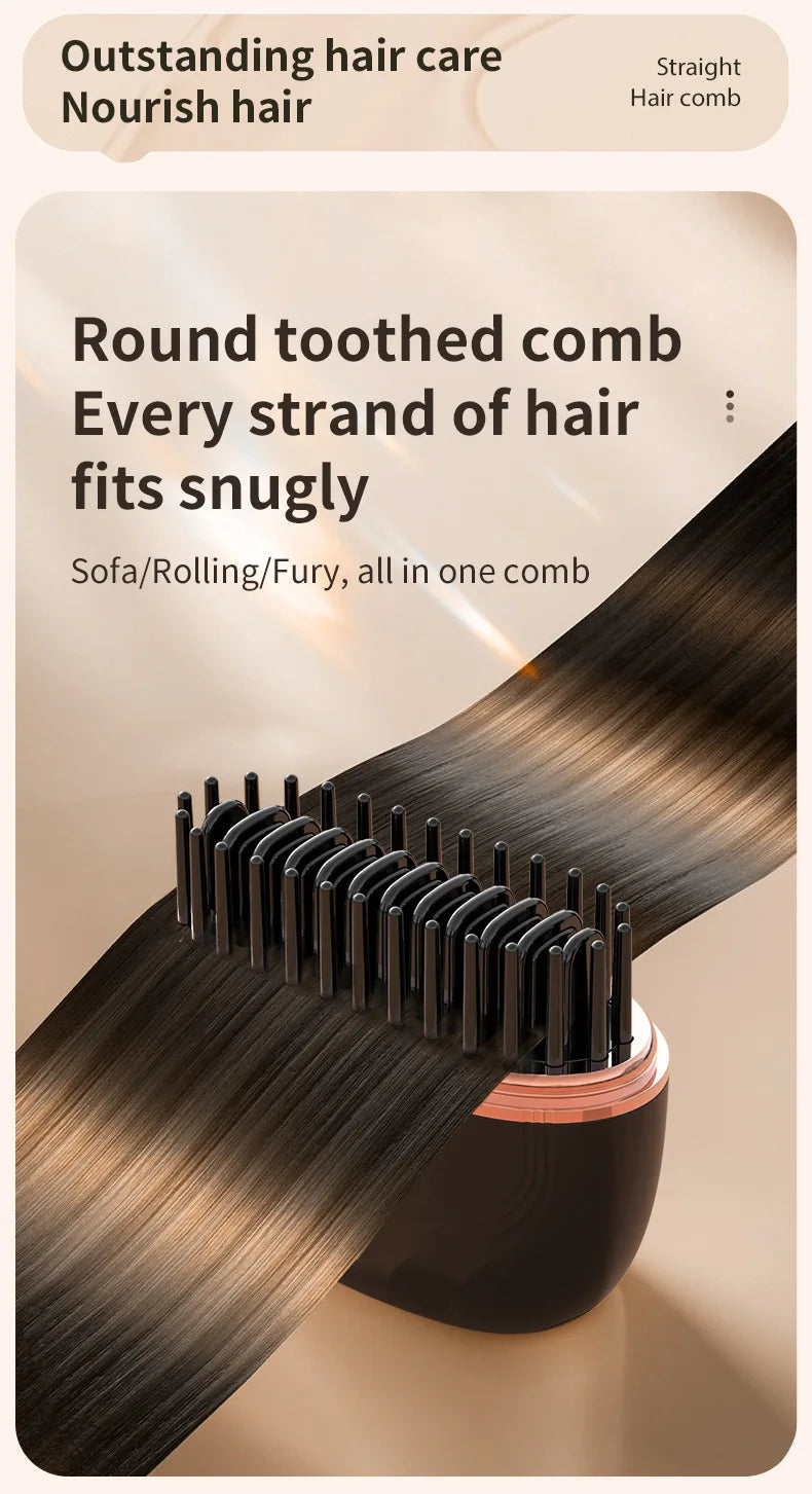 DSaveU8 Portable Mini Hair Straightener - Cordless Rechargeable Hair Straightening Brush Comb for Wet & Dry Use, 3 Temperature Settings