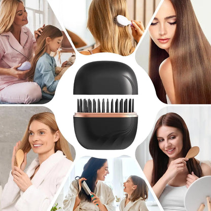 DSaveU8 Portable Mini Hair Straightener - Cordless Rechargeable Hair Straightening Brush Comb for Wet & Dry Use, 3 Temperature Settings