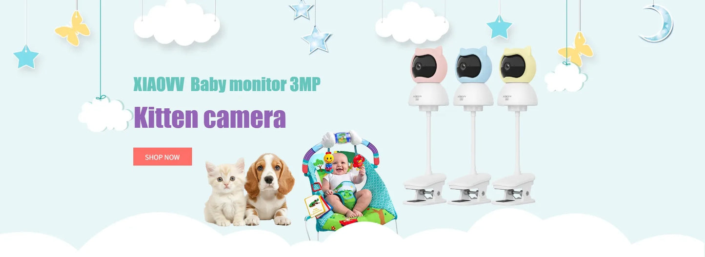 Wireless 2K WiFi Baby Monitor - Smart Crying Detection Camera with 360° Flexible Gooseneck Clip, Full-Color Night Vision & Two-Way Audio