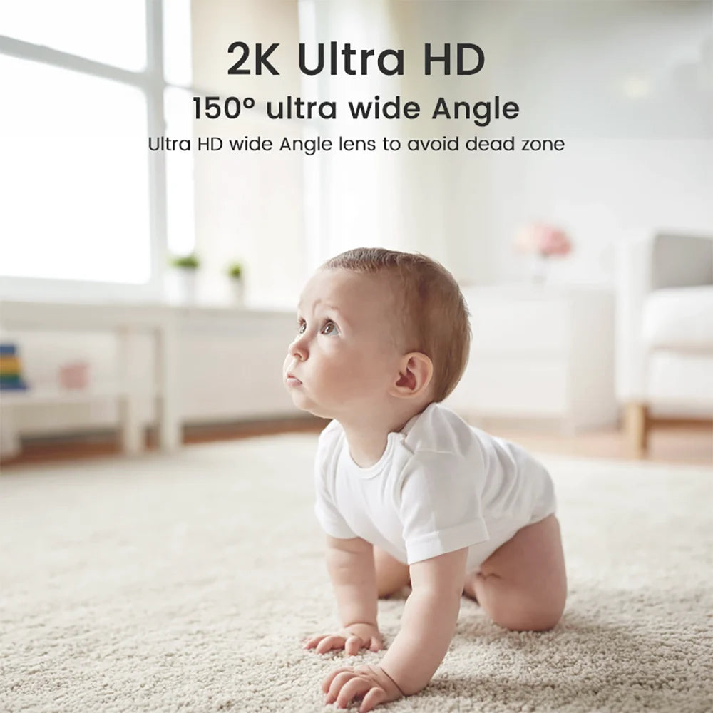 Wireless 2K WiFi Baby Monitor - Smart Crying Detection Camera with 360° Flexible Gooseneck Clip, Full-Color Night Vision & Two-Way Audio