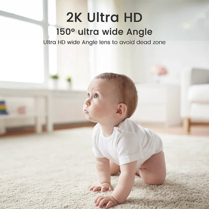 Wireless 2K WiFi Baby Monitor - Smart Crying Detection Camera with 360° Flexible Gooseneck Clip, Full-Color Night Vision & Two-Way Audio