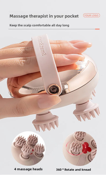 Rechargeable Electric Scalp Massager, Waterproof Handheld Head Massage Tool for Stress Relief & Relaxation, Soft Silicone