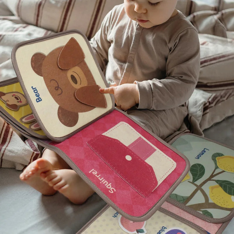 DSaveU8 Montessori Busy Book for Toddlers - 3D Fabric Cloth Early Education Book with Repeated Paste Puzzles, Sensory Learning Toys (Age 3-6)