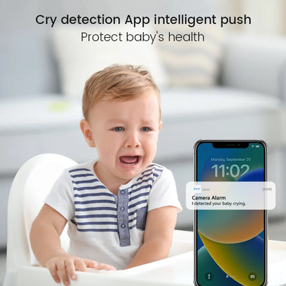 Wireless 2K WiFi Baby Monitor - Smart Crying Detection Camera with 360° Flexible Gooseneck Clip, Full-Color Night Vision & Two-Way Audio