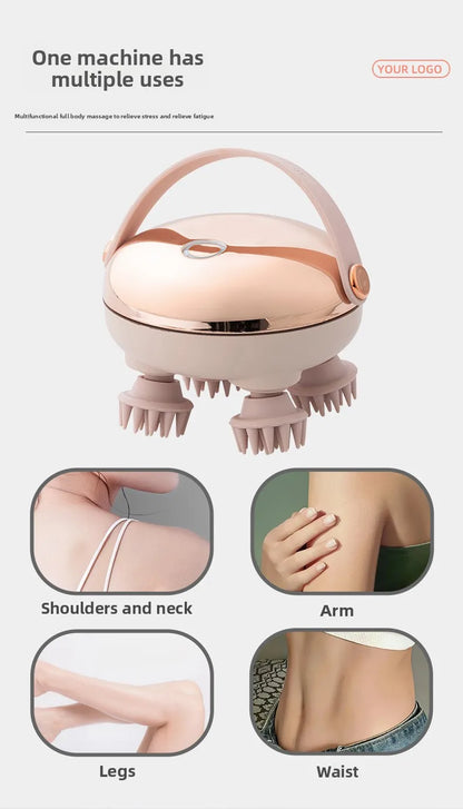 Rechargeable Electric Scalp Massager, Waterproof Handheld Head Massage Tool for Stress Relief & Relaxation, Soft Silicone