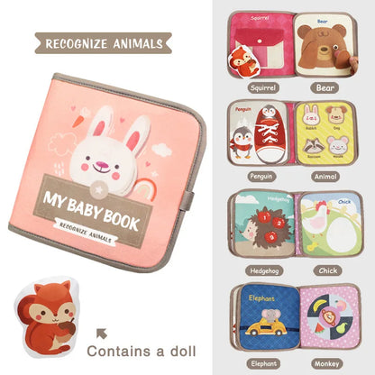 DSaveU8 Montessori Busy Book for Toddlers - 3D Fabric Cloth Early Education Book with Repeated Paste Puzzles, Sensory Learning Toys (Age 3-6)
