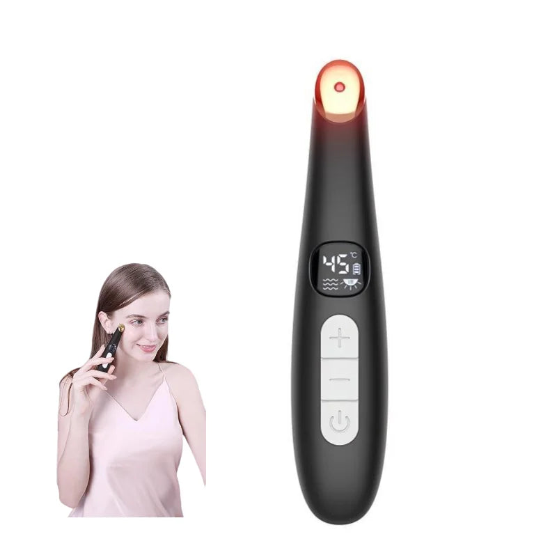 3-in-1 Electric Eye Massager Wand - LED Light Therapy Face Lift Beauty Device for Dark Circles, Puffiness & Fine Lines