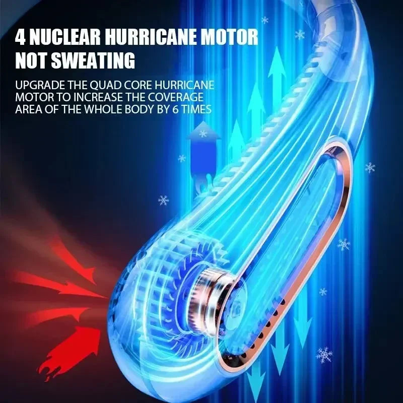 Portable Bladeless Neck Fan - USB Rechargeable Hands-Free Wearable Cooler with 5 Speeds and LED Digital Display, 2000mAh