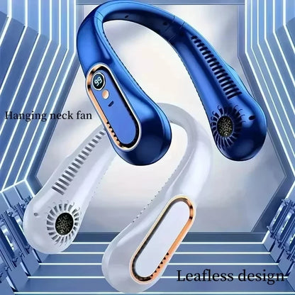 Portable Bladeless Neck Fan - USB Rechargeable Hands-Free Wearable Cooler with 5 Speeds and LED Digital Display, 2000mAh