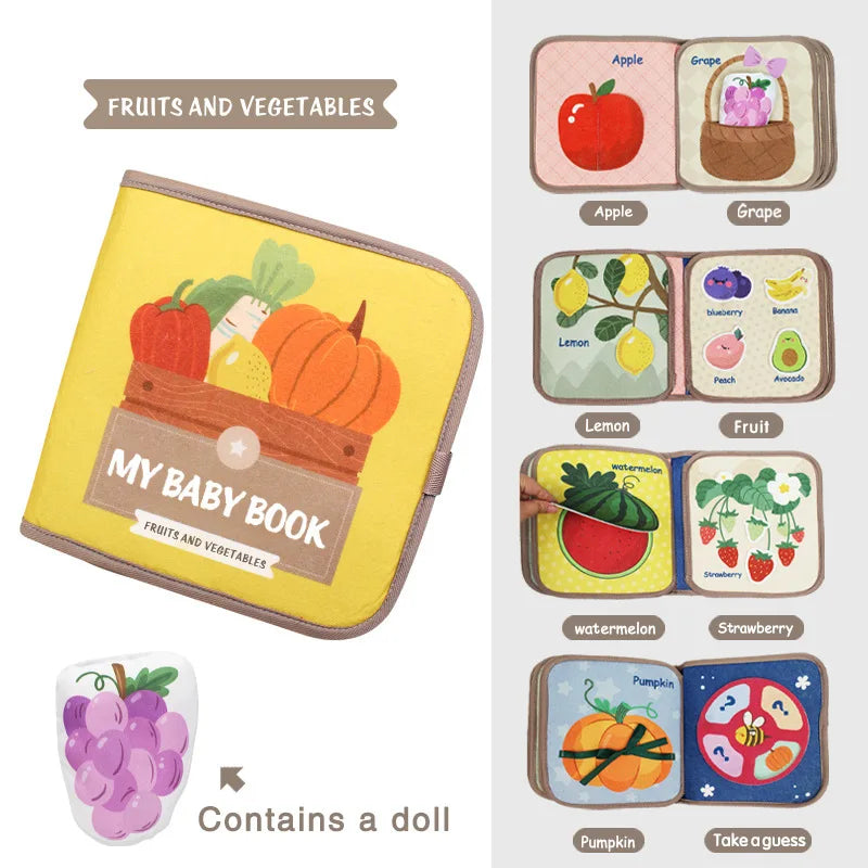 DSaveU8 Montessori Busy Book for Toddlers - 3D Fabric Cloth Early Education Book with Repeated Paste Puzzles, Sensory Learning Toys (Age 3-6)