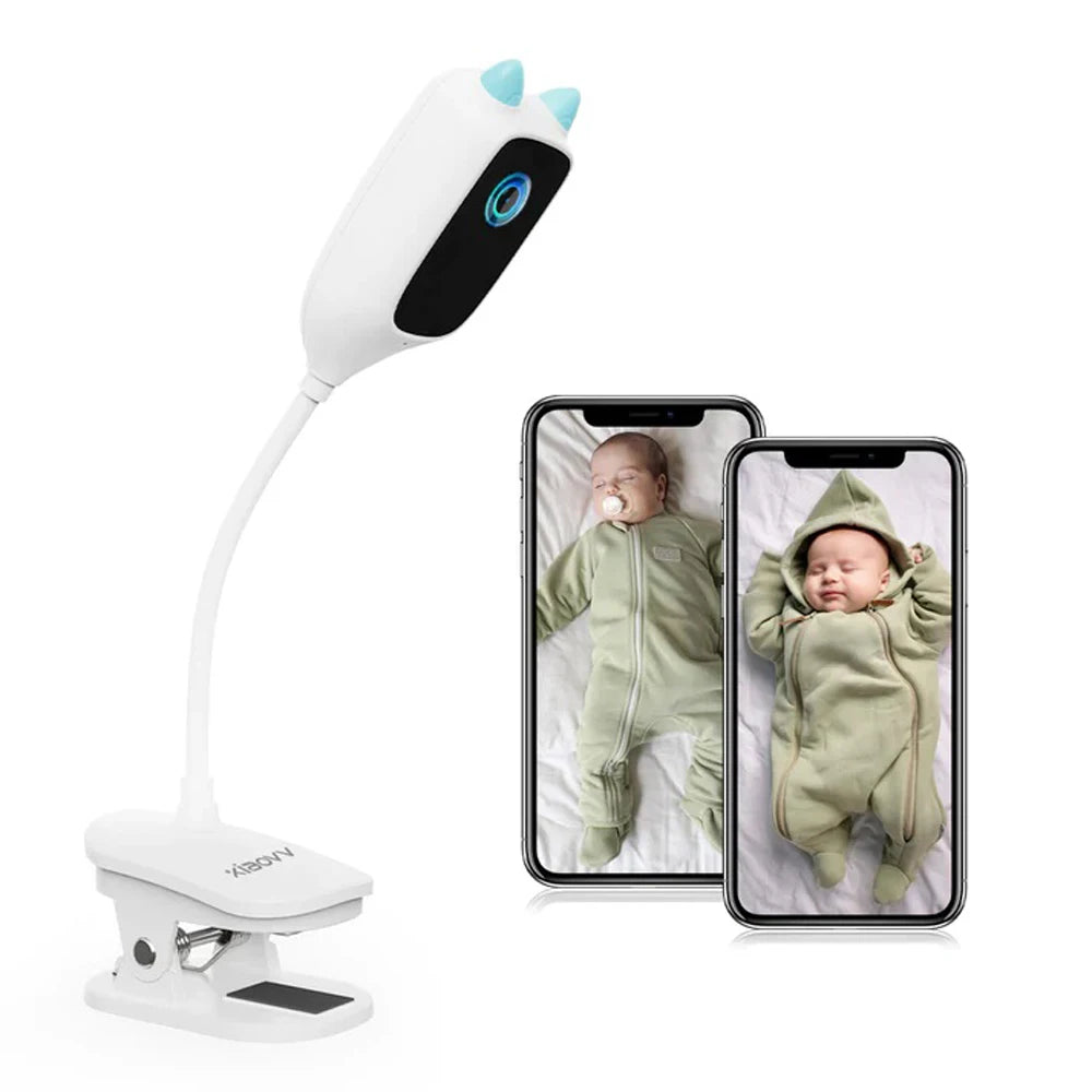 Wireless 2K WiFi Baby Monitor - Smart Crying Detection Camera with 360° Flexible Gooseneck Clip, Full-Color Night Vision & Two-Way Audio