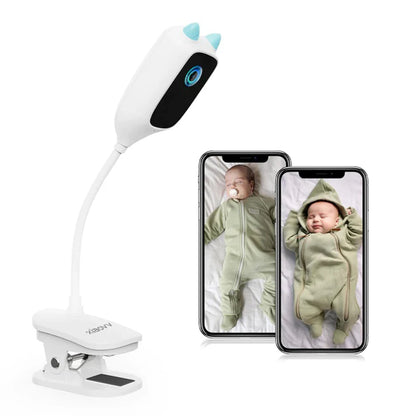 Wireless 2K WiFi Baby Monitor - Smart Crying Detection Camera with 360° Flexible Gooseneck Clip, Full-Color Night Vision & Two-Way Audio