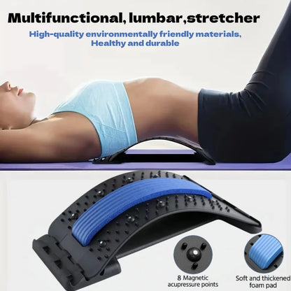 Multi-Level Back Stretcher and Lumbar Support Device - Spine Relaxation Massage Pad for Muscle Tension Relief, Unisex