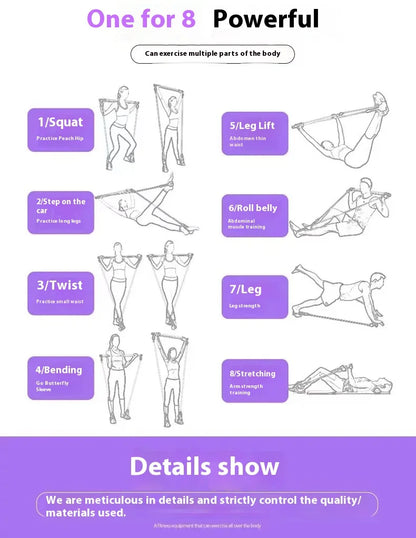 Portable Pilates Bar Stick with Adjustable Resistance Bands - Fitness Exercise Rod for Yoga, Stretching, Core & Full Body Home Workout, Unisex