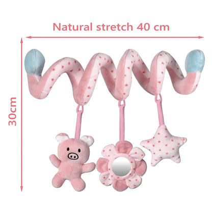 Plates Baby Spiral Activity Toy - Car Seat Stroller Crib Mobile with Mirror, BB Squeaker & Rattles for Infants, 0-36 Months