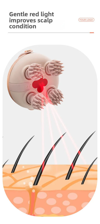 Rechargeable Electric Scalp Massager, Waterproof Handheld Head Massage Tool for Stress Relief & Relaxation, Soft Silicone