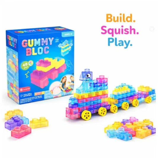 Transparent Crystal Soft Gummy Building Blocks - Squishy Stretchy Creative Tabletop Game & Sensory Stress Relief Fidget Toy for Parties