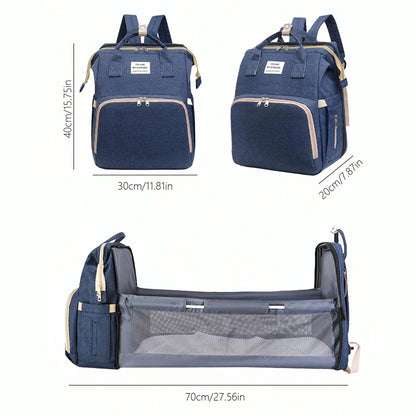 A foldable diaper bag with an insulated changing table pocket and ample storage. Mom's backpack
