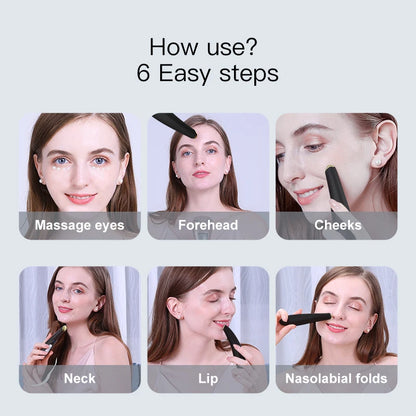 3-in-1 Electric Eye Massager Wand - LED Light Therapy Face Lift Beauty Device for Dark Circles, Puffiness & Fine Lines