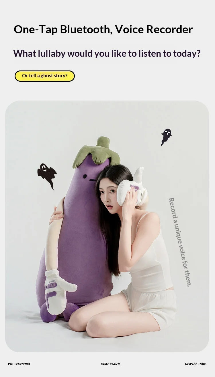 DSaveU8 Eggplant Hugging Pillow Large - Heated Bed Plush with 3 Adjustable Temperature Settings, Comforting Sleep Aid for Kids & Adults