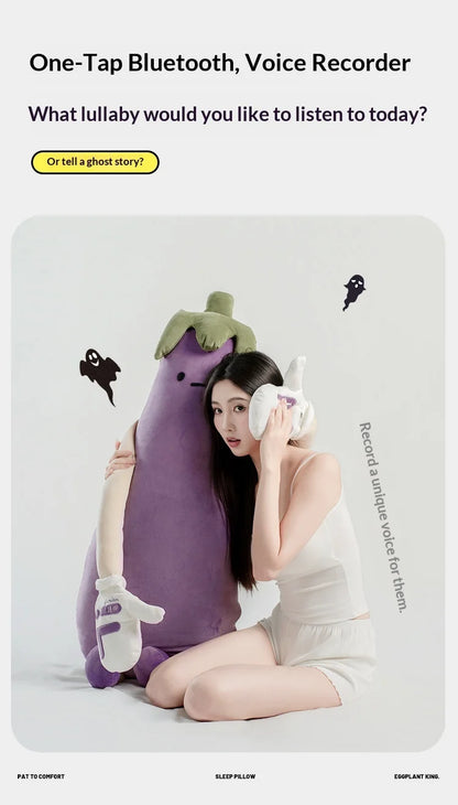 DSaveU8 Eggplant Hugging Pillow Large - Heated Bed Plush with 3 Adjustable Temperature Settings, Comforting Sleep Aid for Kids & Adults