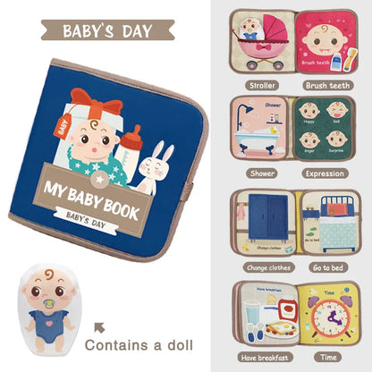 DSaveU8 Montessori Busy Book for Toddlers - 3D Fabric Cloth Early Education Book with Repeated Paste Puzzles, Sensory Learning Toys (Age 3-6)