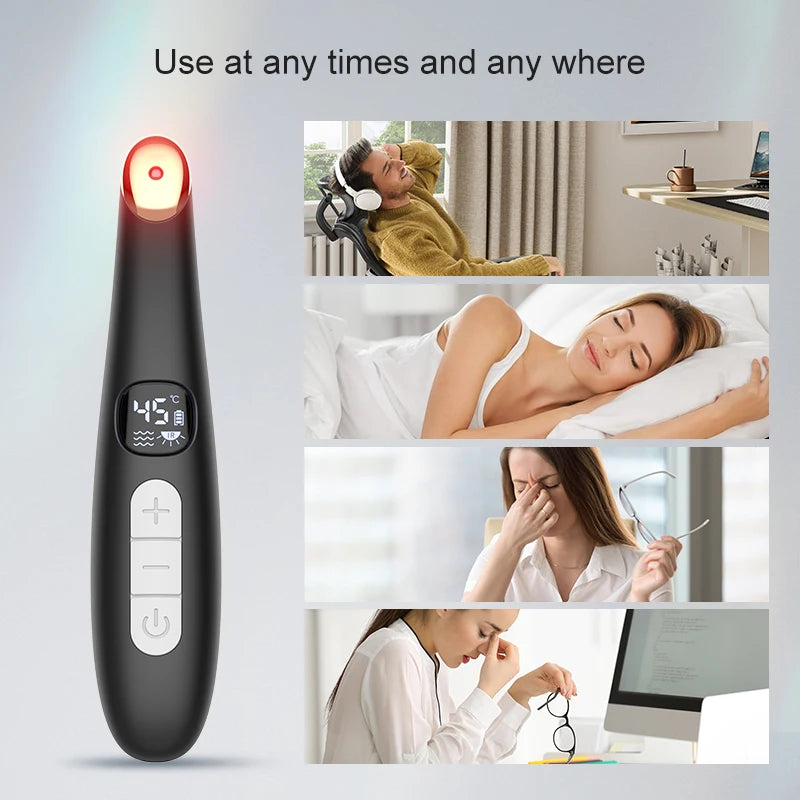 3-in-1 Electric Eye Massager Wand - LED Light Therapy Face Lift Beauty Device for Dark Circles, Puffiness & Fine Lines