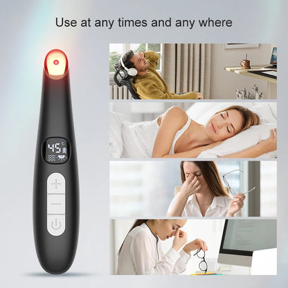 3-in-1 Electric Eye Massager Wand - LED Light Therapy Face Lift Beauty Device for Dark Circles, Puffiness & Fine Lines